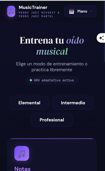 Pantalla de MusicTrainer